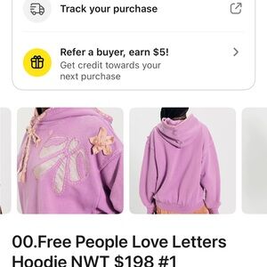 Free People Purple Floral love letters Hoodie